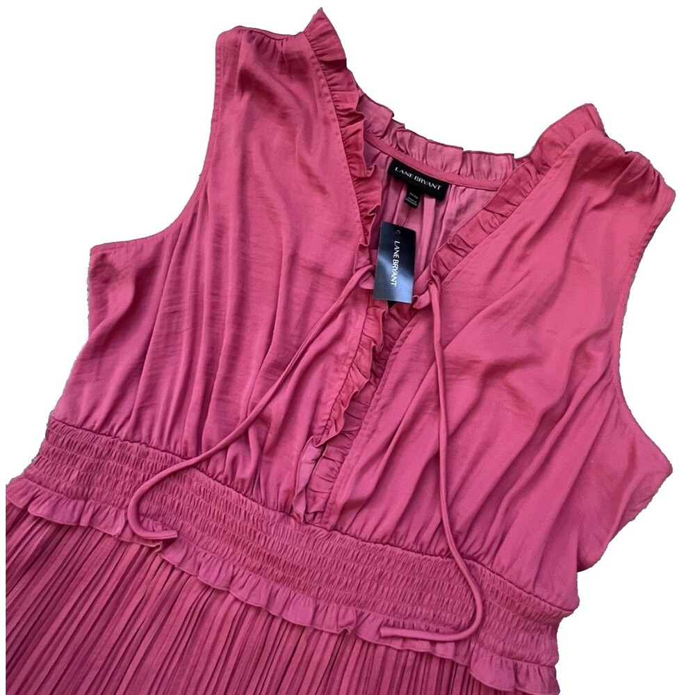 Lane Bryant Pink Pleated Sleeveless Gown NWT Size 22/24 Maxi Dress Wedding Guest - Picture 2 of 12